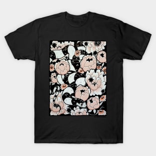 California Kingsnake with Peonies and Black-Eyed Susan Flowers T-Shirt